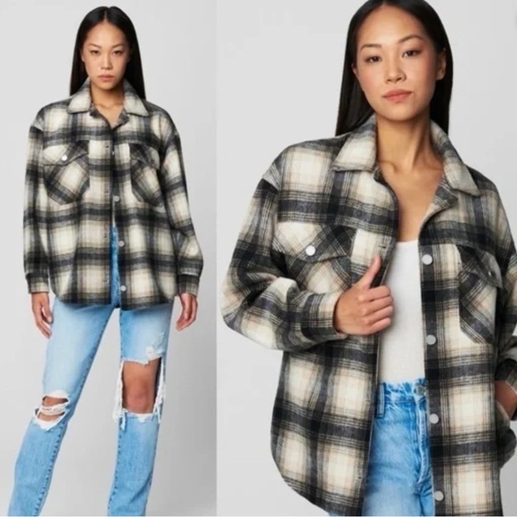 Blank NYC Jackets & Blazers - NWT Blank NYC Plaid Shacket in Checked Out XS New Flannel Jacket Shirt Oversized